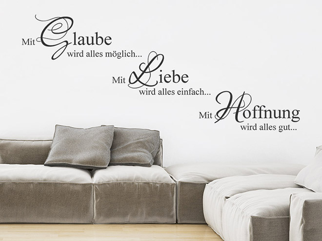 Wandtattoo Glaube Liebe Hoffnung bei Wandtattoos.de