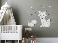 Wandtattoo Dreiecke Füchse im Kinderzimmer