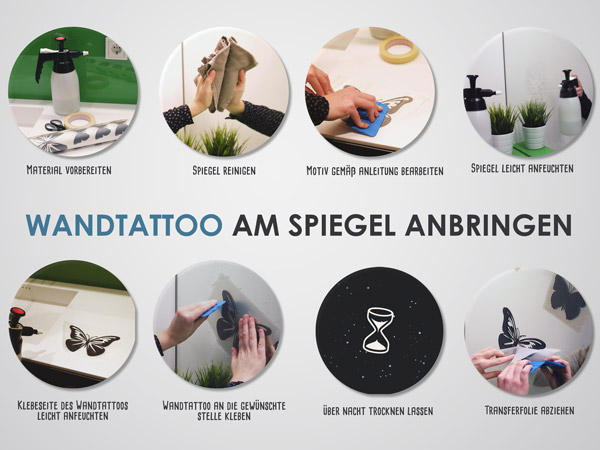 Wandtattoo auf Spiegel anbringen