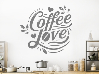 Wandtattoo Coffee Love mit Herzen