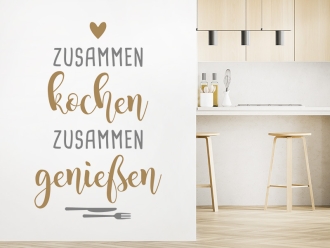 Wandtattoo Zusammen kochen und genießen