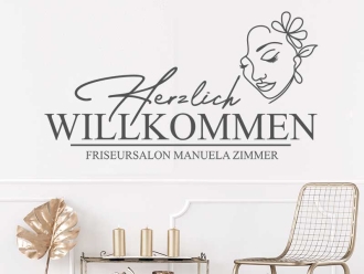 Wandtattoo Willkommen im Friseursalon