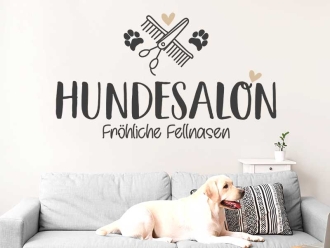 Wandtattoo Hundesalon mit Wunschname