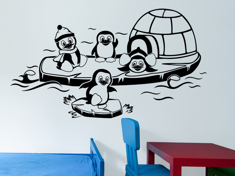 Kinderzimmer fürs Wandtattoo Pinguin Bande