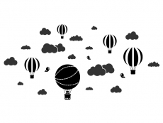 Wandtattoo Heißluftballons mit Wolken Motivansicht