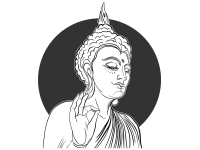 Wandtattoo Buddha im Sonnenschein Motivansicht