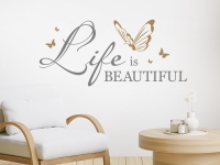 Wandtattoo Life is beautiful mit Schmetterlingen