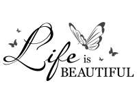 Wandtattoo Life is beautiful mit Schmetterlingen Motivansicht