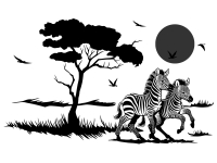 Wandtattoo Landschaft mit Zebras Motivansicht