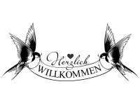 Wandtattoo Willkommen mit Schwalben Motivansicht