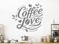 Wandtattoo Coffee Love mit Herzen