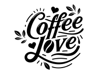 Wandtattoo Coffee Love mit Herzen Motivansicht