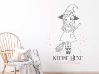 Wandtattoo Kleine Hexe mit Wunschname