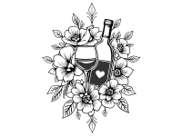 Wandtattoo Wein Dekoration mit Blumen Motivansicht