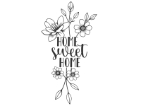 Wandtattoo Home sweet home mit Blumen Motivansicht