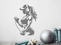 Wandtattoo Fitness Music Girl