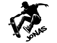 Wandtattoo Cooler Skater mit Name Motivansicht