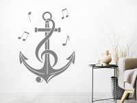 Wandtattoo Musik Anker mit Noten